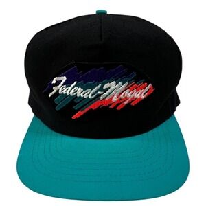 Vintage Federal Mogul Swingster Snapback Hat Black Teal Green Wool Blend Cap